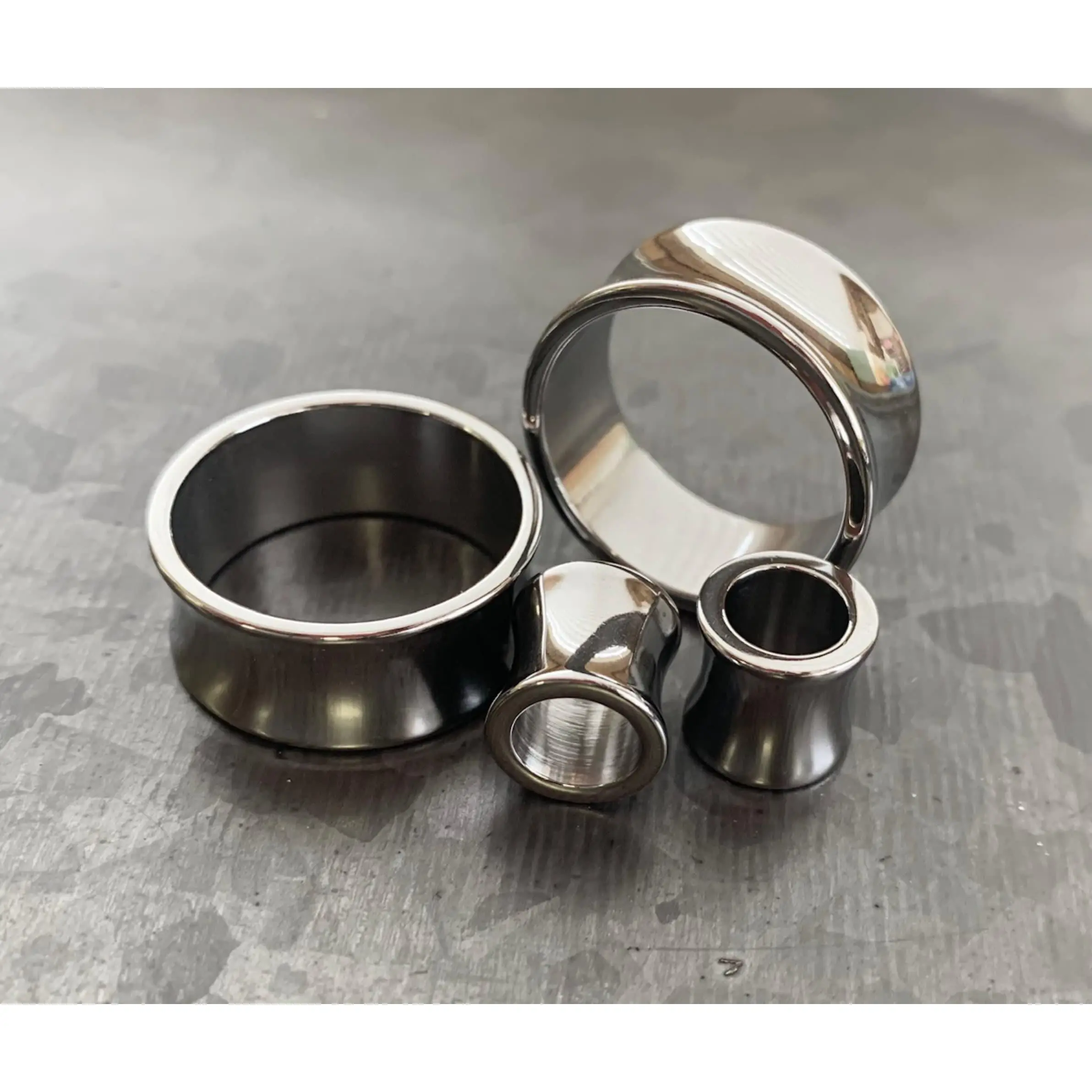 PAIR of Beautiful Steel Saddle Double Flare Tunnels/Plugs - Gauges 8g (3.2mm) thru 1" (25mm)
