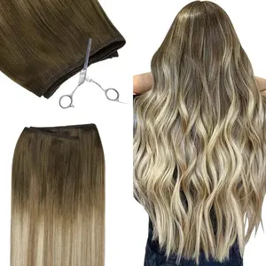 GOO GOO Sew In Weft Hair Extensions Real Human Hair Weft Extensions  Natural Straight Hair Multiple Wearing Ways 10+ Color Choices Best Weft Extensions