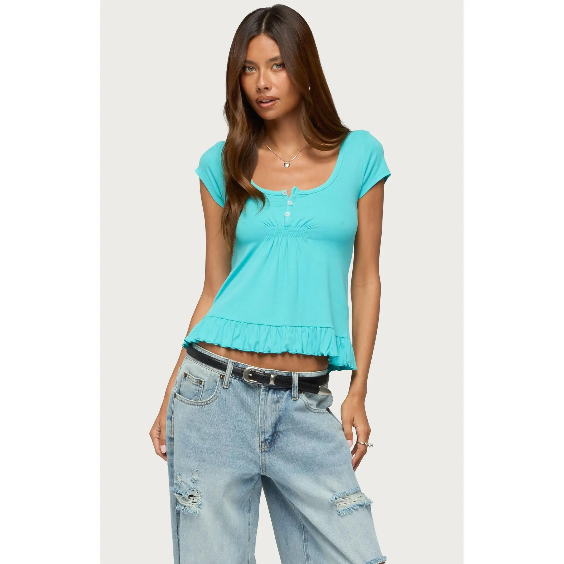 Edikted Women's Liliannah Ruffle Babydoll Top