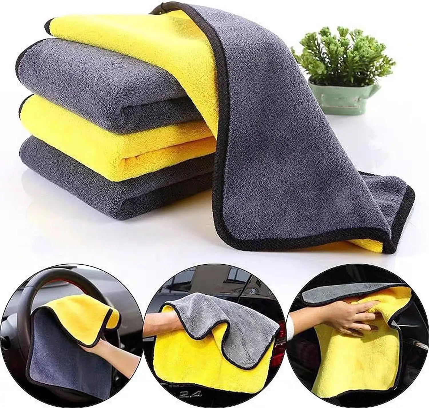 Ultra Soft Microfiber Car Towels Packaged Set - 5pk (12”x24”) Premium Scratch-Free, Ultra Absorbent Cloths for Drying, Detailing, Car Washing & Maintenance