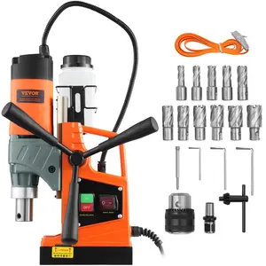 【DealsForYouDays】VEVOR Magnetic Drill,  1450W 1.57" Boring Diameter, 12500N 850 RPM Portable Electric Mag Drill Press, with Variable Speed, Drilling Machine for any Surface Home Improvement Industry Railway