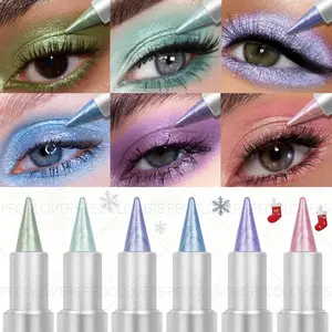 6pcs/set Pearl Tip Eyeshadow Stick - Fine Shimmer Pearlescent, Metallic Texture, Eye-catching Cosmetic, Christmas Gift, Glitter Eyeshadow Stick
