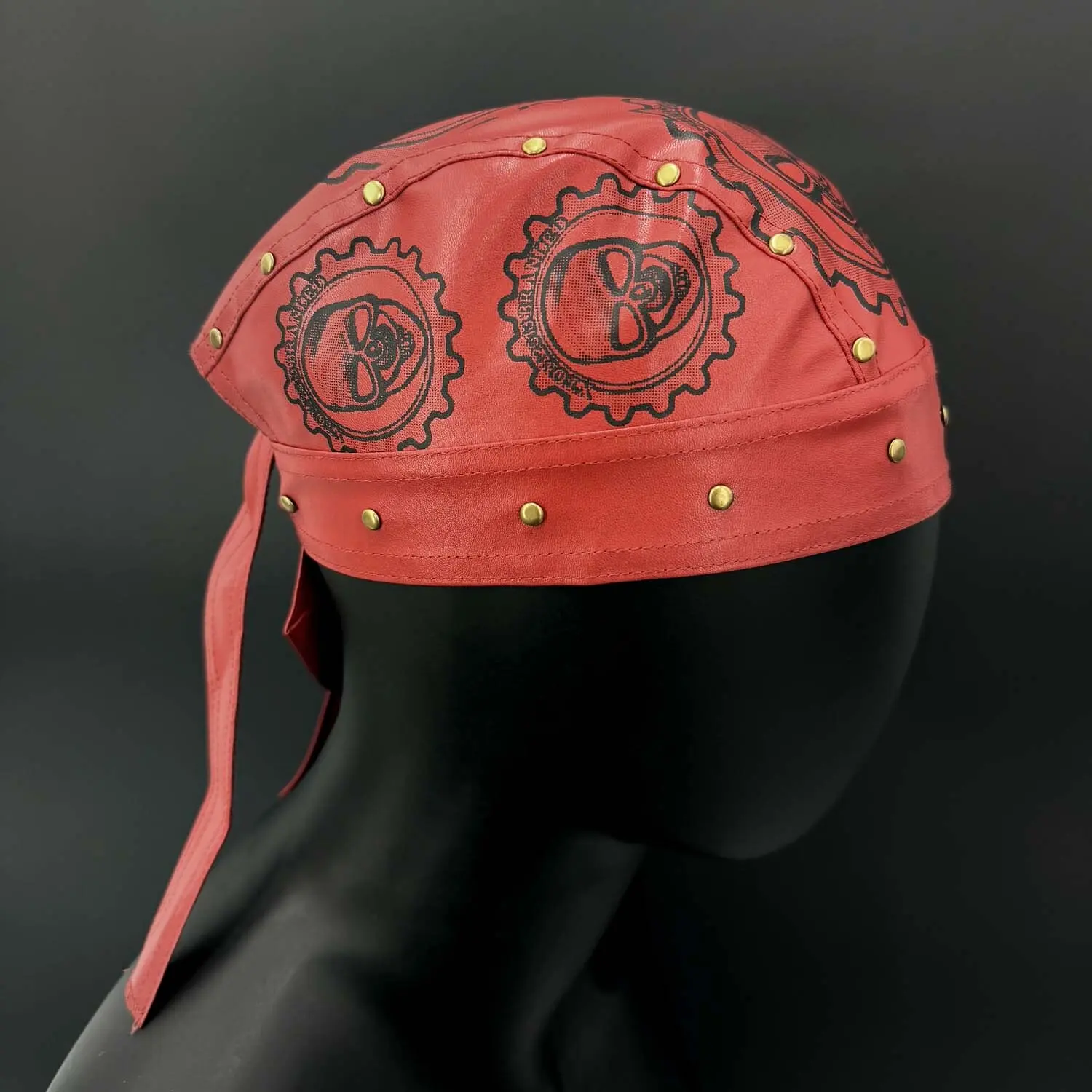 Red Women Bandana Doo Do Rag Headwrap Skull Rivet Cycling Beanie Cap