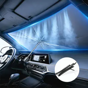 Anti-UV Sun Umbrella Keeps Interior Cool, Foldable Car Windshield Sunshade, Car Accessories with Storage Bag, Multipurpose Portable Car Windshield Sun Shade Universal Fit for Sedans, SUVs & Trucks