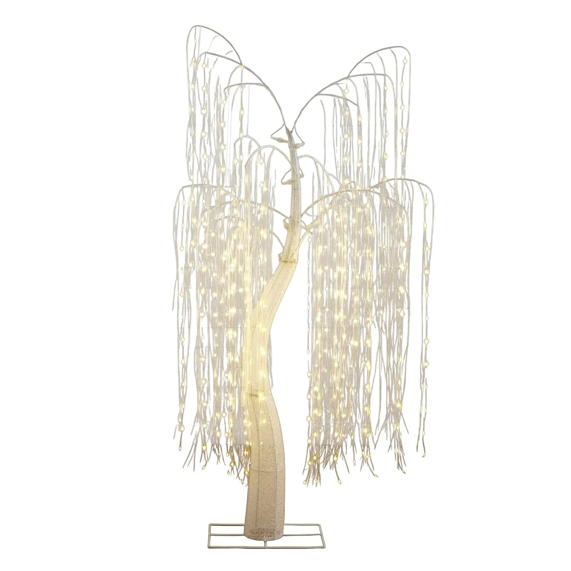 7-ft Standing Pre-Lit Artificial White Willow Christmas Tree with 400 Cool White LED Gothic Party Lights, Horror Themed Decoration for Home Room Decor