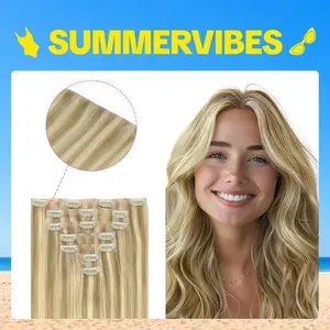 GOO GOO Invisi Edge Clip in Hair Extensions Straight Injected Seamless PU Clip in Hair Extensions Natural Virgin Real Human Hair#Summervibes