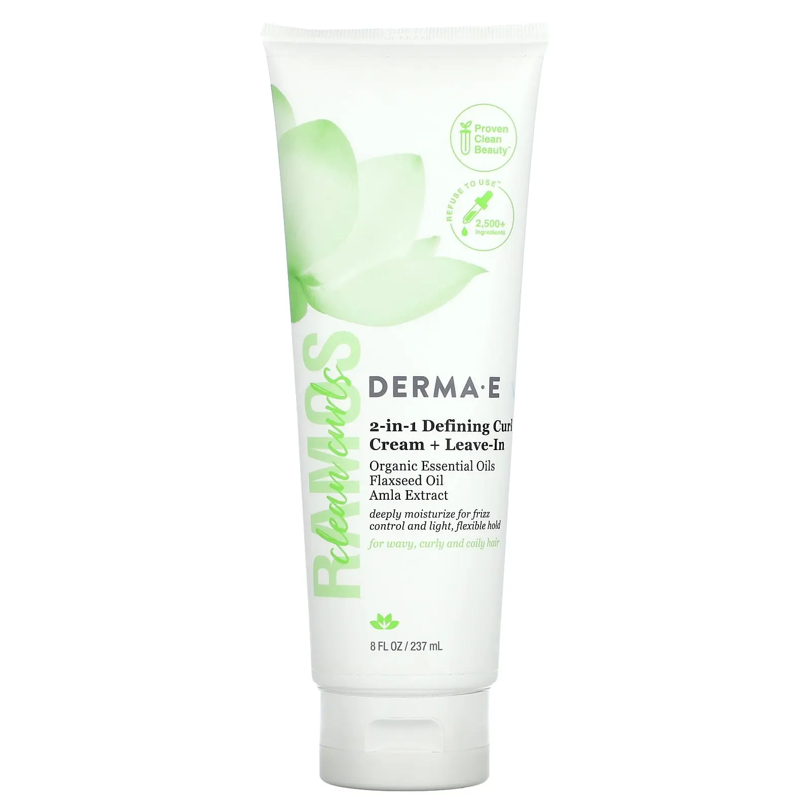 DERMA E Ramos Clean Curls, 2-In-1 Defining Curl Cream + Leave-In, 8 fl oz (237 ml)