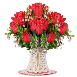 Paper Love Valentine'S Day Card, 3D Pop-Up Card with Flower Bouquet Keepsake Gift, Romantic Valentines Gifts and Flowers 2-In-1 Idea for Valentine, Birthday, Wedding, Anniversary, Wife Husband, Mom, Women, Him Her, Girlfriend Boyfriend