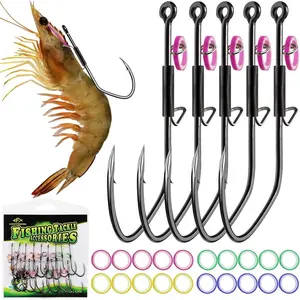 20pcs Live Shrimp Hooks Fishing Hooks Saltwater Freshwater Professional V Shrimp Hook for Bass Catfish Pike Trout 1/0 2/0 3/0 Stainless Steel Secure Hold Flexible Weed Guard Easy Use