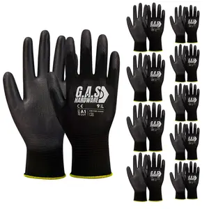 Work Gloves MicroFoam Nitrile Coated-10 Pairs, BLACK Work gloves - Gardening, Home Improvement, Mechanic, durable heavy duty Construction Gear