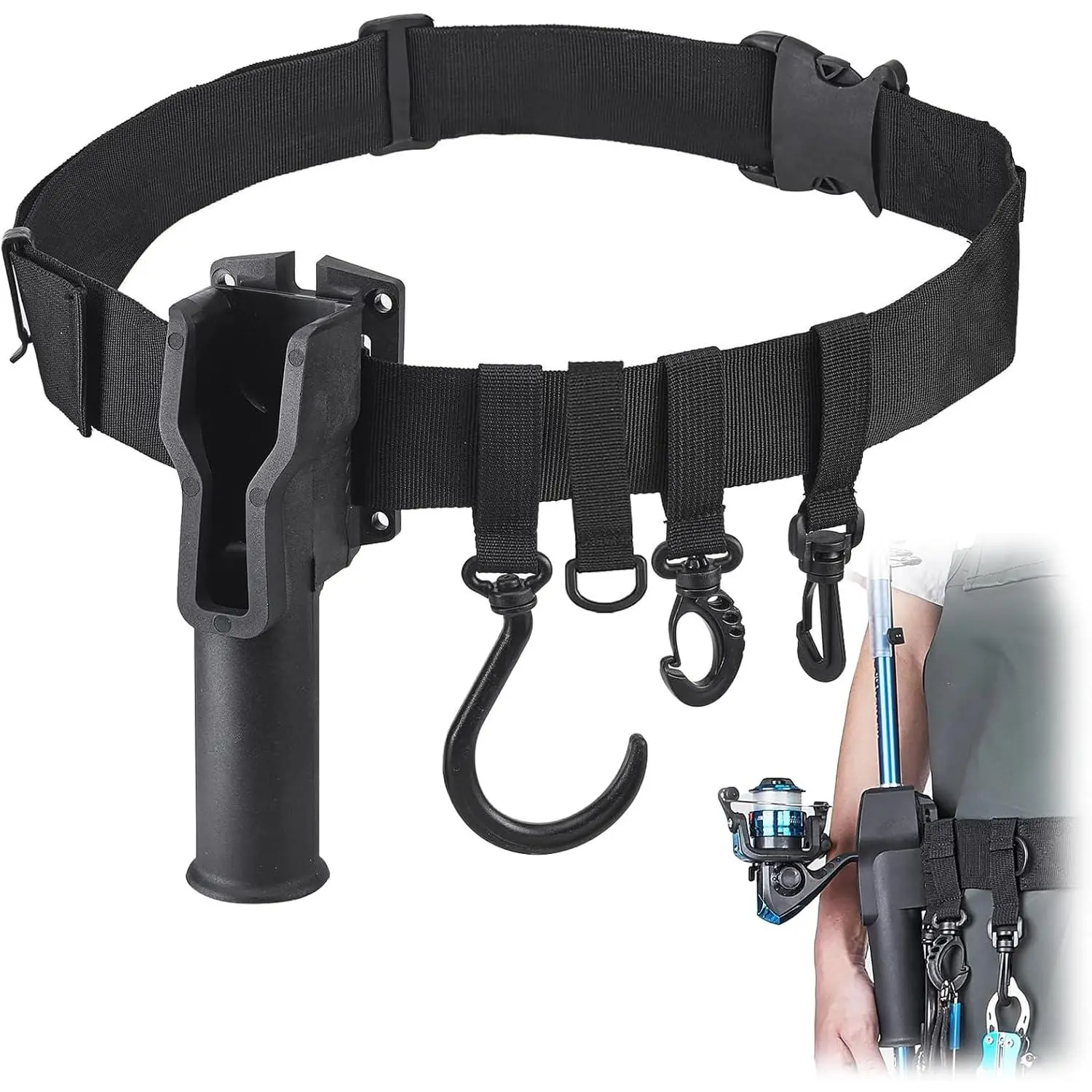 Fishing Rod Holster, Fishing Waist Belt Rod Holder, Adjustable Pole inserter for Spinning Casting Reel Outdoor Fishing