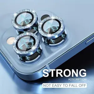 KAYKWONG'S 2 Pack Fashion Aesthetic Blue Glitter Phone Lens Film Set, Camera Lens Protection for iPhone Series, Holiday Gift Party Present, Practical Gift Choice