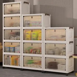 Foldable Storage Cabinet for Kids Room, Multi-Layer Plastic Organizer, No Installation Required, Thickened Baby Closet for Snacks & Toys