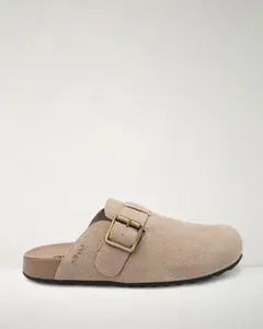 Square Buckle Suede Clogs