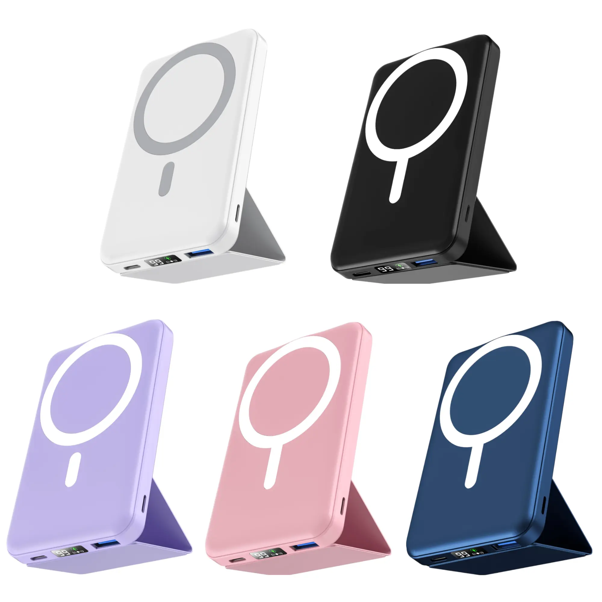 10,000mAh Magnetic Wireless Power Bank with LED Display | 22.5W Fast Charging MagSafe Battery Pack with Stand | Compatible with iPhone 17/16/15/14/13/12 Series | Portable Charger Foldable lithium ion travel essential usb type