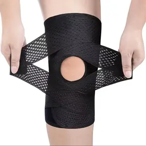 Knee Brace for Pain Relief, Air Mesh Compression Knee Support with Side Stabilizers, Adjustable Strap for Sports & Running, Sports Knee Sleeve