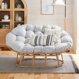Better Homes & Gardens Double Papasan Accent Chair, Grey Linen Sunwell