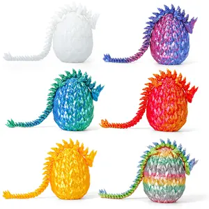 6PCS Dragon Egg, 3D Printed Dragon Eggs with Dragon Inside Surprise Mystery Dragon Egg Fidget Toy, Articulated Crystal Toys for Kid Desk Decor (6PCS)