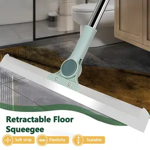 Multifunctional 3-in-1 Retractable Floor Squeegee(13.8in/19.7in) for Bathroom, Glass & Window Cleaning , Quick-Dry Silicone Home Cleaning Tool for Living Room, Bedroom, Study Room,Easy Storage Household Cleaning Supplies, Professional Grade (Cyan)