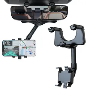 360° Rotatable Retractable Car Phone Holder - Universal Rearview Mirror Car Phone Mount