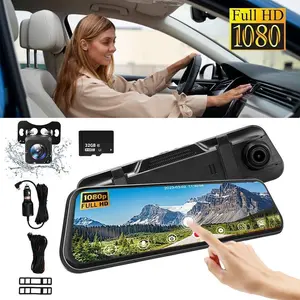 Rear View Mirror Dash Cam 10 Inch, 1080P FHD Front and Rear Camera with Full Touch Screen, Night Vision, 170° Wide Angle,for Valentine’s Day Gift