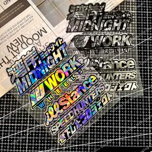 5PCS/SET Wangan Midnight Racing laser effect sticker set, Truck car decal, Hologram stickers suitable for car corner windows, bumpers, motorcycles, helmets, Waterproof, durable, easy to stick, Speed Hunter car body outdoor decoration stickers