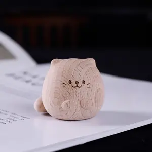 One wooden cute cat figurine, a lovely pet animal, creative wood-carved animal decoration, Ornaments, multi-functional wooden desktop decoration for home and office, Modern Home Decoration, Christmas gift, Christmas decoration, perfect gift idea