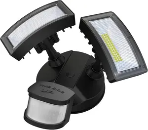 36W LED Security Lights Motion Sensor Light Outdoor, Waterproof, Dusk to Dawn, 2 Head Motion Detected Flood Light for Garage, Yard, Porch, Black