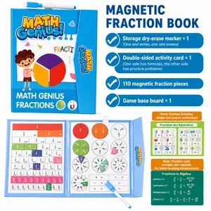 Magnetic Math Fraction Learning Set with Fraction Tiles and Circles, Math Manipulatives Montessori Learning Toy for Learning Fractions and Developing Early Math Skills