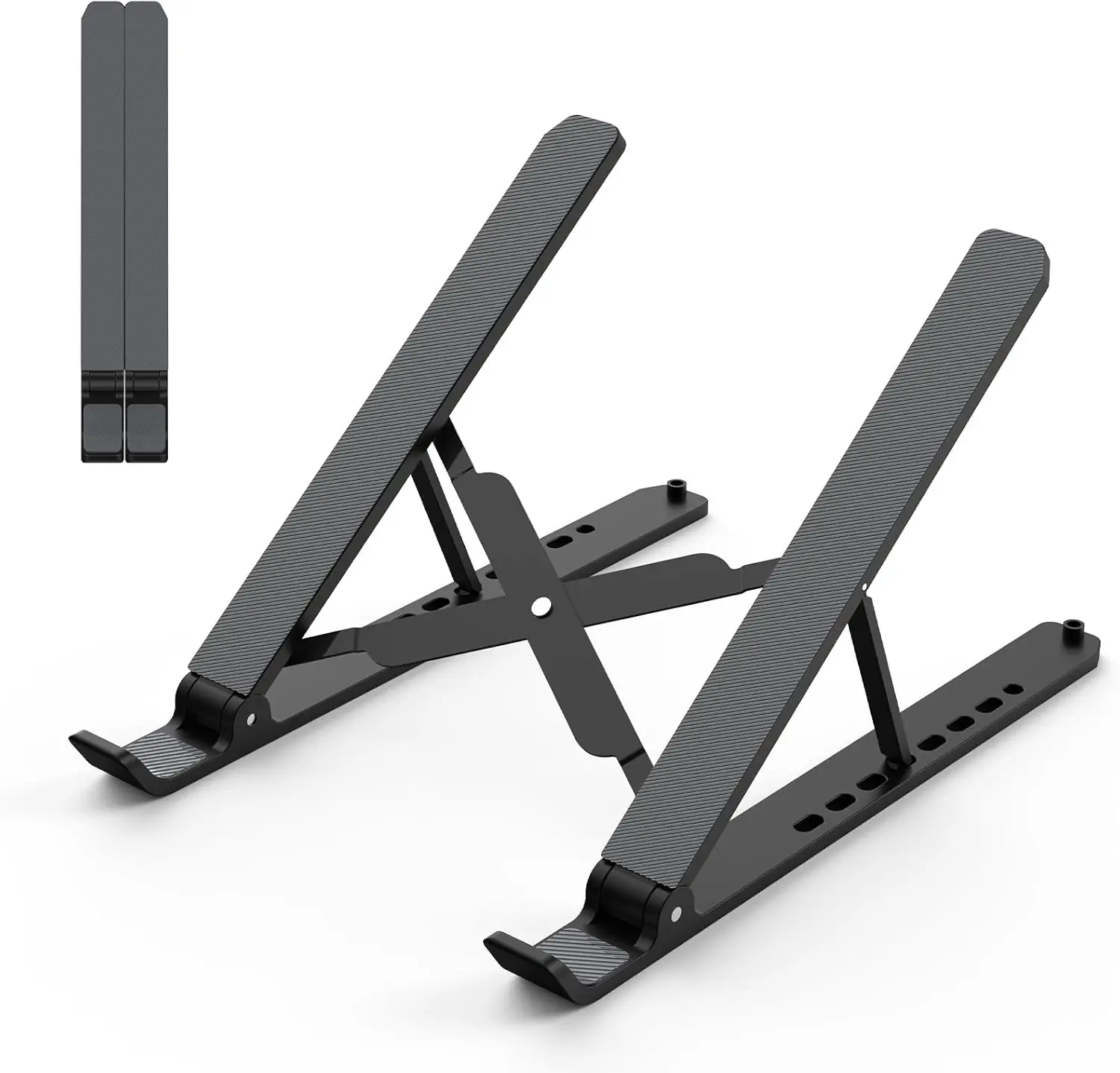 [New Deal] Laptop Stand for Desk, Adjustable Laptop Riser ABS+Silicone Foldable Portable Notebook Holder, Ventilated Cooling Notebook Mount Computer Stand for 10-15.6” Laptops,Tablets-Black
