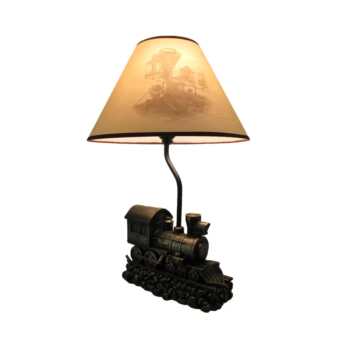 19in Steam Engine Train Lamp - Bronze w/ Shade for Railroad Glow