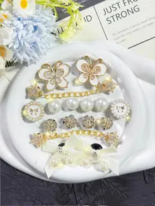 16 Piece Bow Beads Shoe Accessories, DIY Decoration Craft Style for Women's Sandals Slippers Beach Shoes Garden Shoes