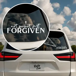 Not Perfect Just Forgiven Christian Car Decal Sticker 2.5x7.5 Inches Premium Vinyl Vehicle Exterior Decoration Faith Hope Love Design