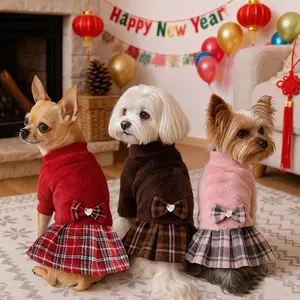 Warm Dog Dress, Winter Small Dog Sweater Dress Girls, Puppy Outfit Female, Pet Clothes Puppy Sweater Costume for Chihuahua Yorkies Havanese