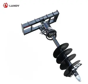 LANDY 12" Post Hole Auger Drive – Skid Steer Attachment, 46" Drilling Depth, Standard Flow Hydraulic Auger, Heavy Duty Fence Post Digger for Farming & Landscaping