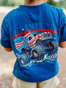 Youth and Adult All American Monster Truck T-Shirt, Patriotic Off Road Racing USA Flag Truck Lover Gift, Family Matching Tee, Apparel Made In The USA	