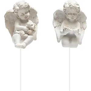 2 count Decorative Angel Garden Stakes,Little Angel Statues, Flower Pot Decoration Mini Angel  Stake,Praying Angel Figurines,Small Cherub Angel Memorial Statue Angel Figurines Decor