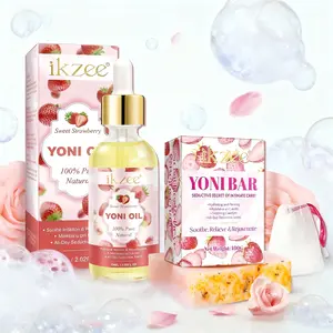 Strawberry Scented Soap and Essential Oil Set, 60ML Strawberry Intimate Oil + 100g Strawberry Soap, Handmade Foaming Net Gift