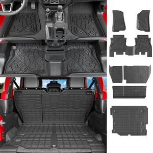 Cargo Mat Compatible with 2018-2024 Jeep Wrangler JL Unlimited 4 Door Floor Mat Trunk Liner Replacement for Jeep Wrangler JL 4X4 Accessories (Fit 18-24 JL 4X4, Trunk Mat+Backrest Mat+Floor Mat)