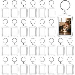 150-Pack Clear  Photo Keychains - Blank Insert  with Metal Ring for DIY Personalization,  Favors, Double-Sided Display (2.17" x 1.57")