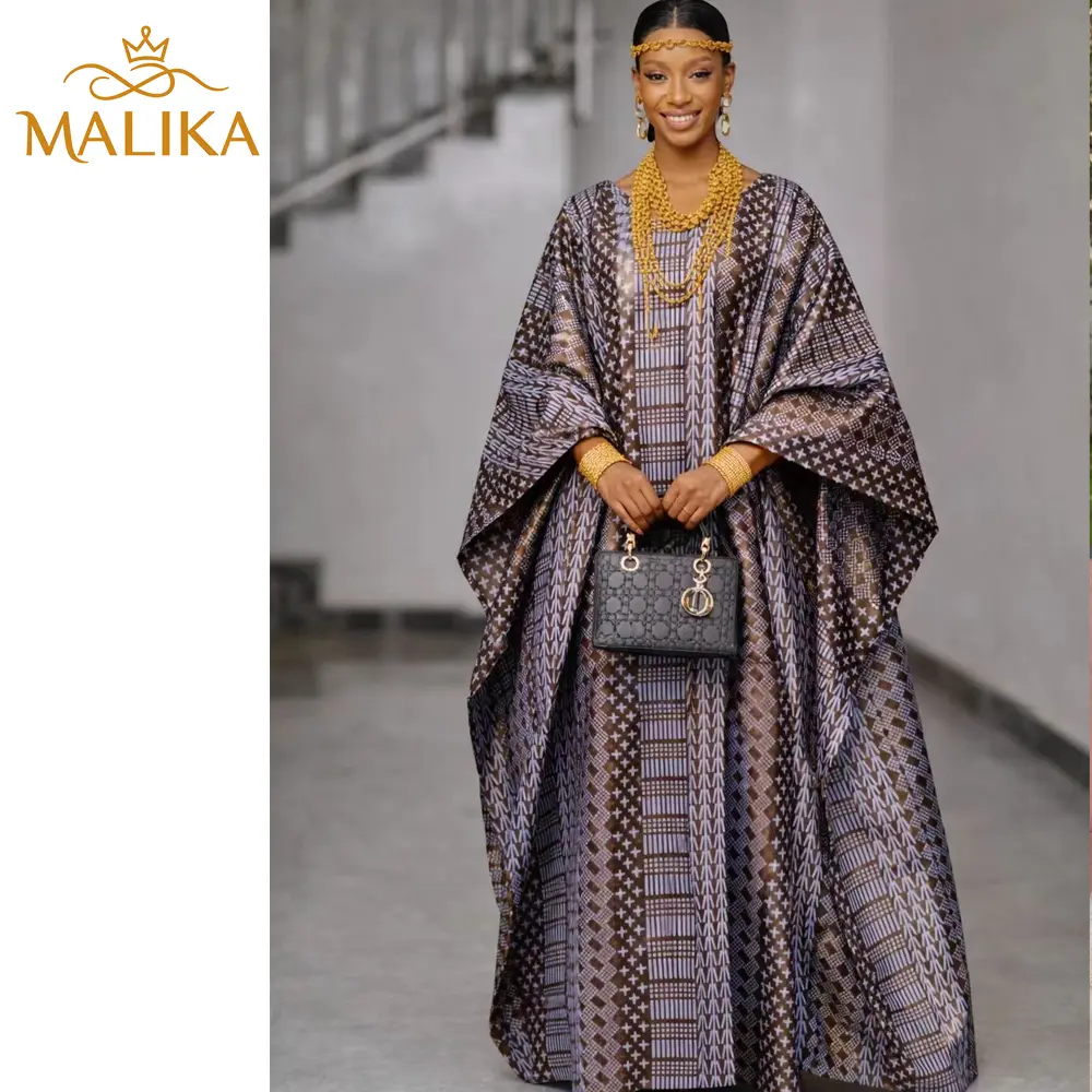 Bazin Boubou Dress for Women, Elegant Perfumed Printed Maxi Gown with Cowl Neck, Batwing Sleeves, and Scarf for Traditional Weddings, Modest, Elegant Traditional Party Dresses, Clothes, Wedding Dresses
