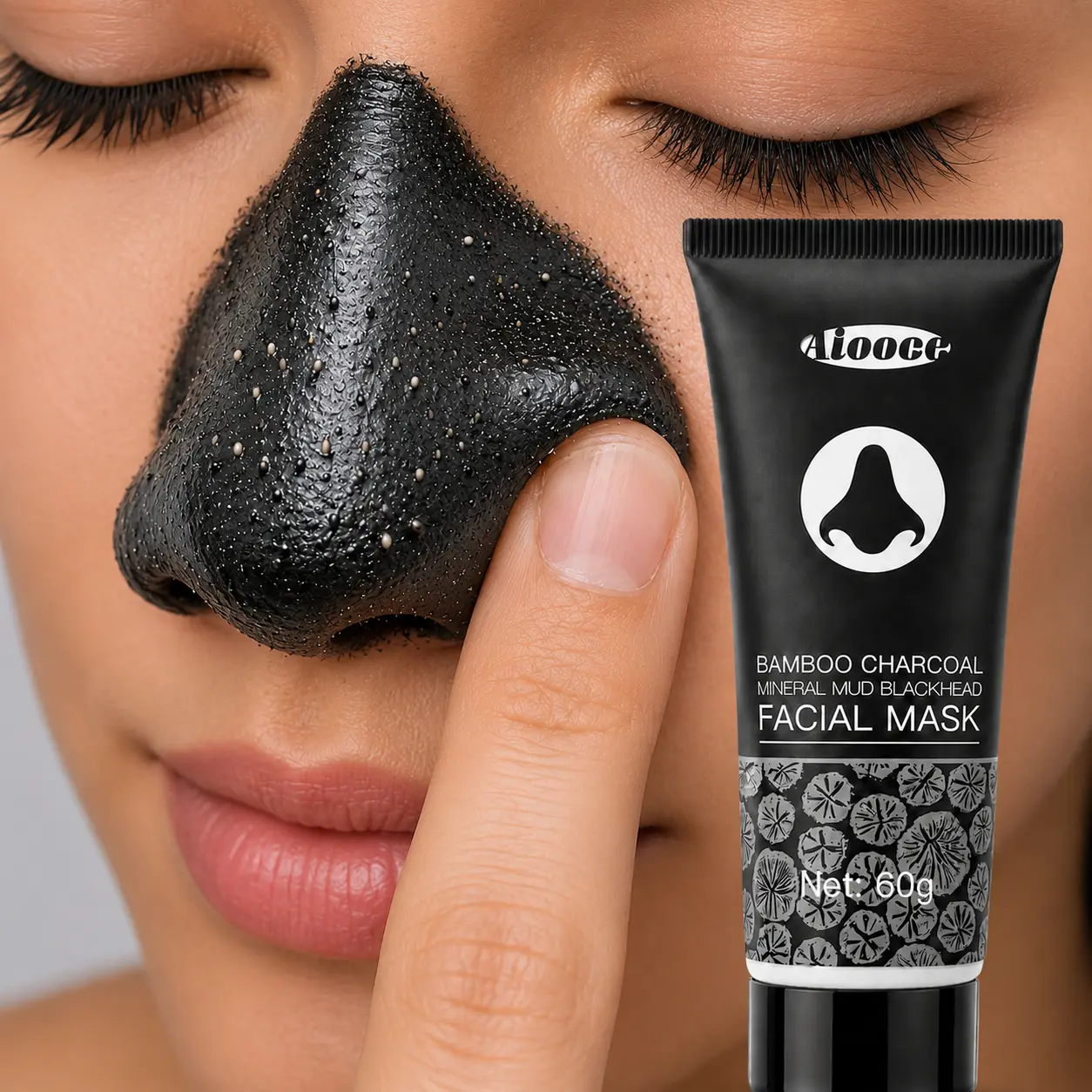 60g Bamboo Charcoal Blackhead Removal Face Mask - Mineral Mud Formula, Deep Pore Cleansing, Oil Control, Nose & T-Zone Care, Leaves Skin Smooth, Blackheadremoval
