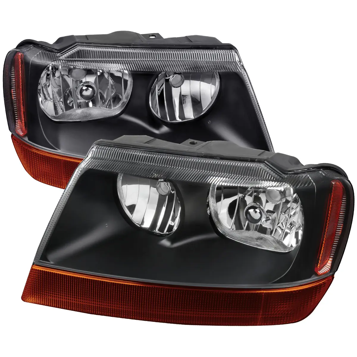 1999-2004 Jeep Grand Cherokee Factory Style Crystal Headlights (Matte Black Housing/Clear Lens) 1999-2004 Jeep Grand Cherokee Factory Style Crystal Headlights (Matte Black Housing/Clear Lens)