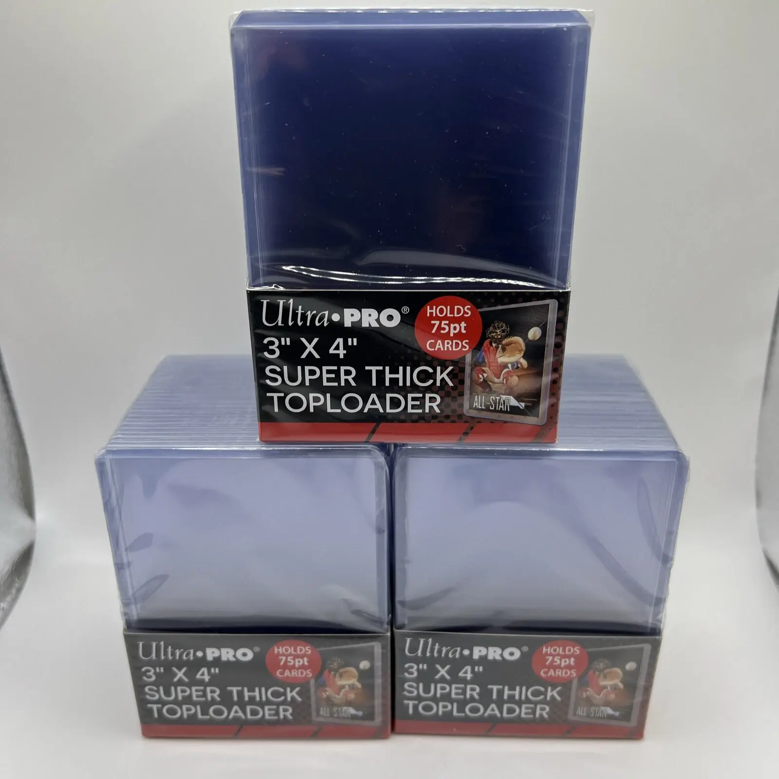 Ultra Pro 3X4 Super Thick 75pt Toploaders 3 Packs of 25 for up to 75pt Cards