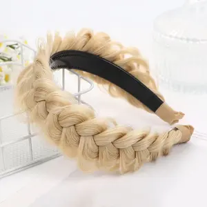 ELARIONITH Women's High-Temperature Woven Silk Sports Headband - Wide Messy Braids Workout Headband, Handmade Fishtail Braid Design with Teeth, Heat-Friendly All-Season New Year's Gift Accessory, Handmade Headband