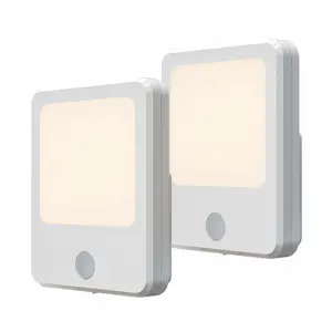 2 Pack DYMOND Plug in Night Lights with Motion Sensor Dusk to Dawn, Dimmable Warm White Soft Light for Hallway, Bedroom, Bathroom, Stairway, Kids Room