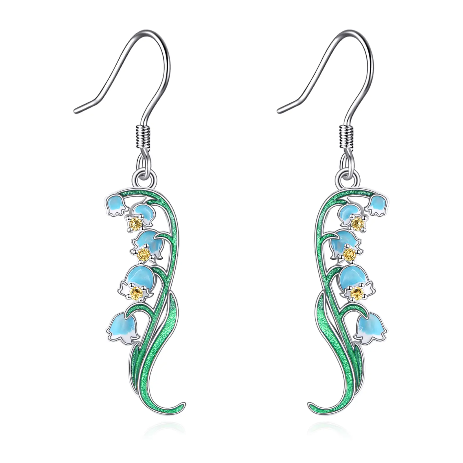 Lily Earrings – 925 Sterling Silver Lily of the Valley Dangle Earrings, Jewelry Gift for Women