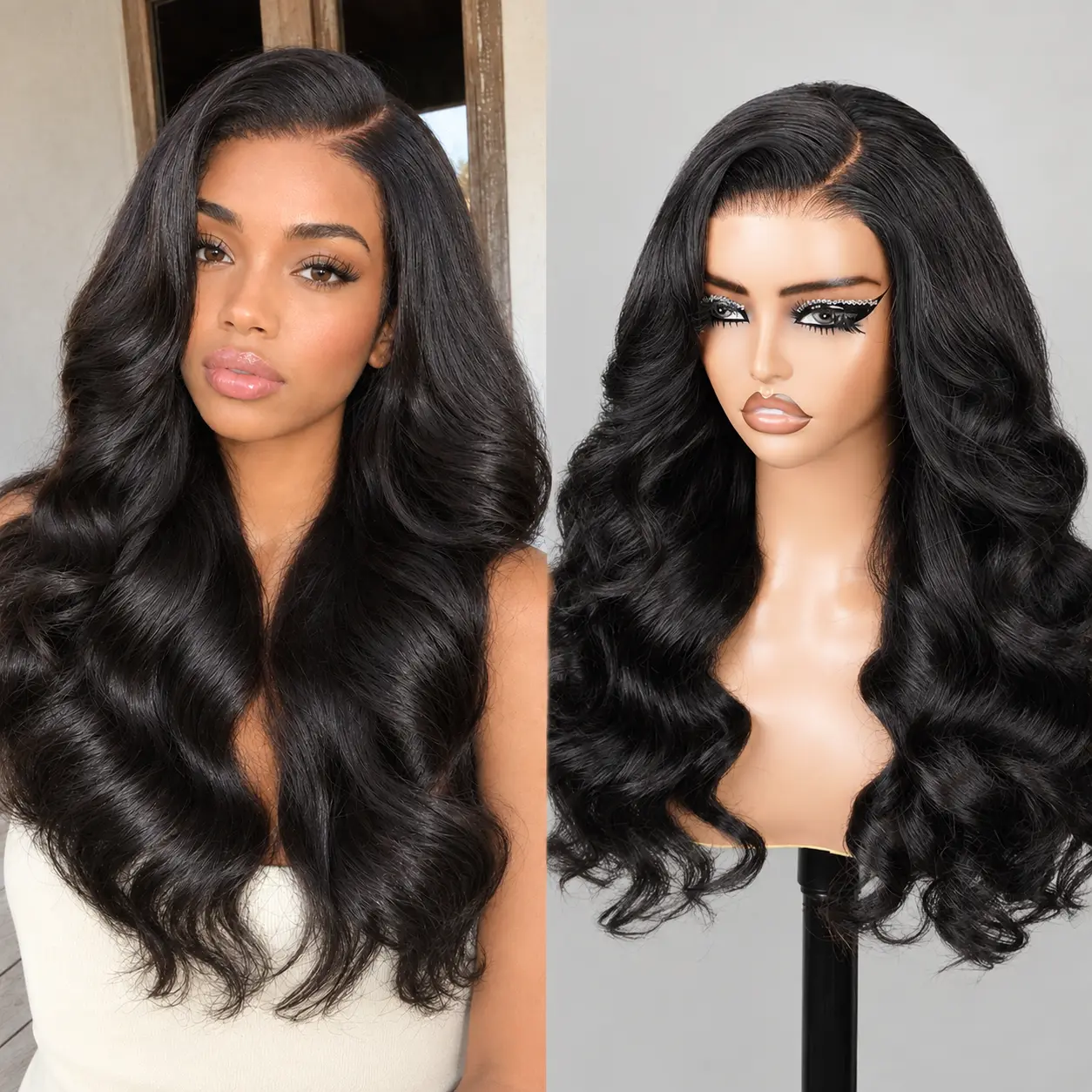 Subella Hair 8x5 Glueless Ocean Wave Wig Human Hair Pre-Bleached Knots Pre-Plucked Hairline 200% Density Wear & Go Beginner Friendly