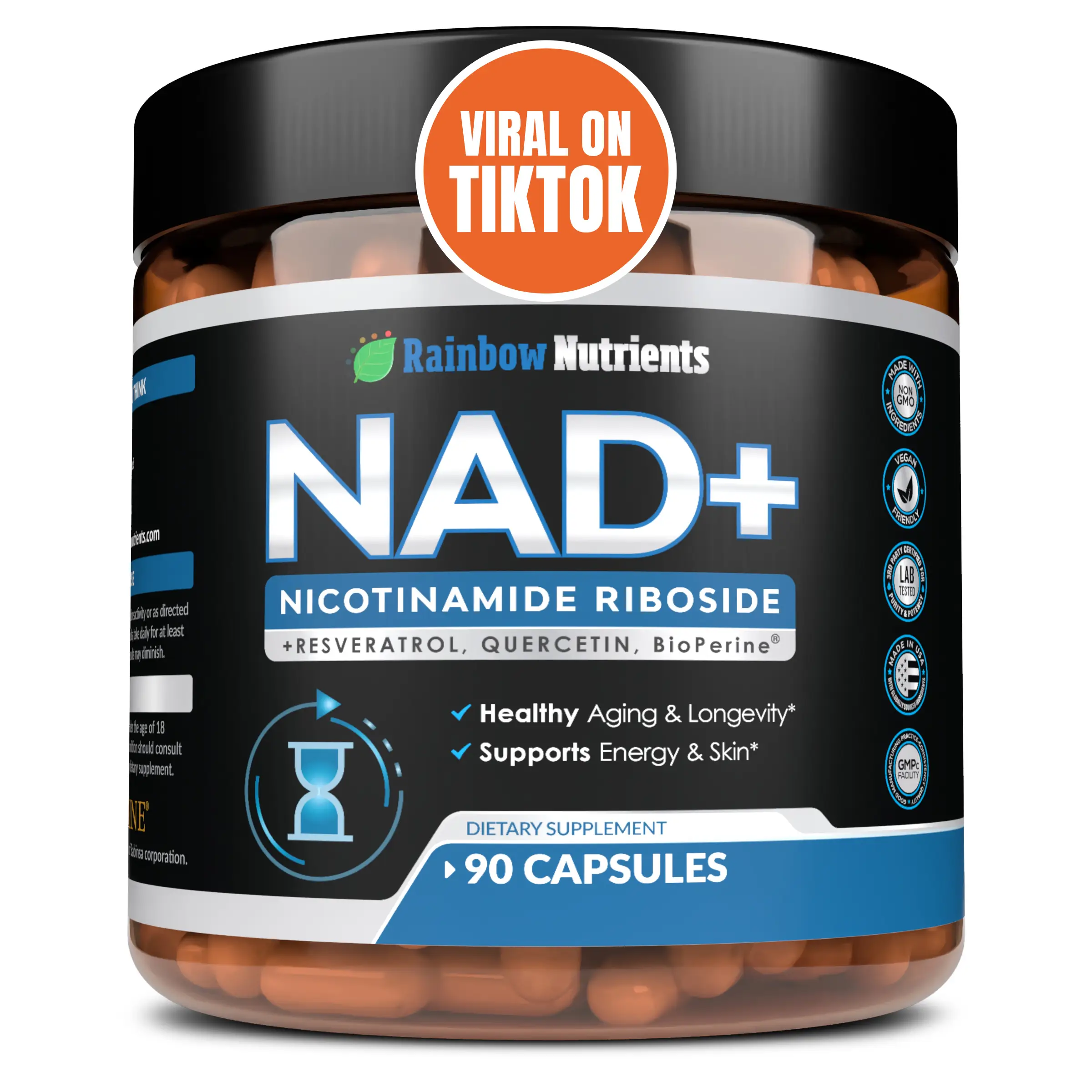13,510mg NAD+ Supplement- Nicotinamide Riboside, Resveratrol, Quercetin & BioPer...