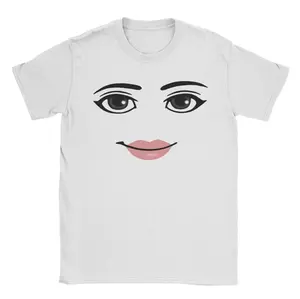 Robot Robloxs Woman Face Shirt | Game Meme Tshirt, Gifts for Gamer, Unisex Round Neck Short Sleeve Clothing Summer Top Tee